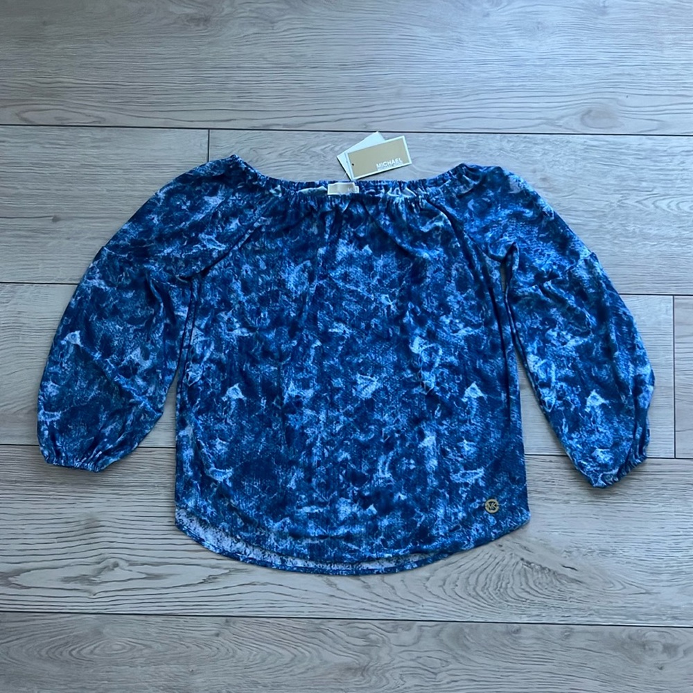 Michael kors blue top blouse 3/4 sleeves woman size s